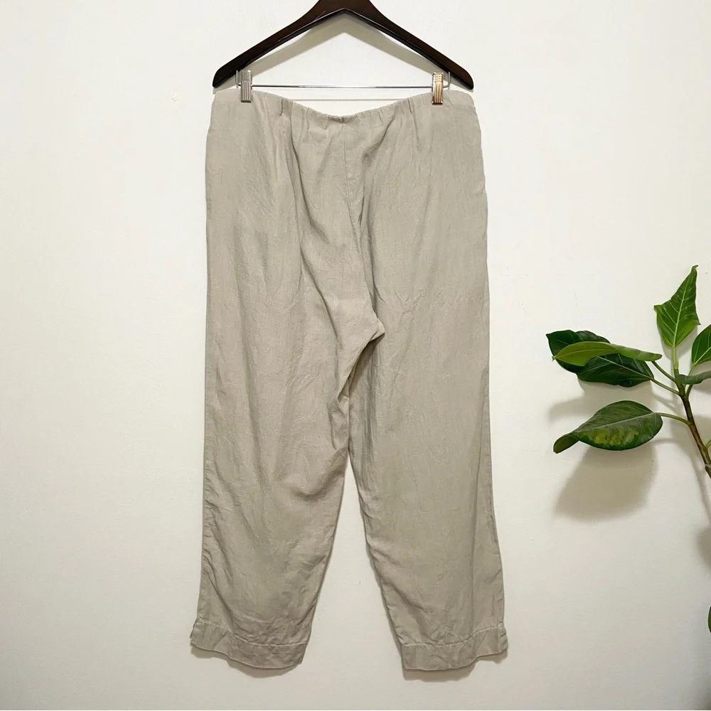 J. Jill Love Linen Beige Straight Leg Pull On Pants